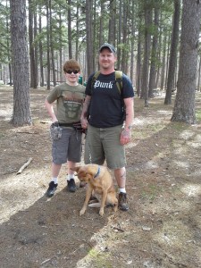 Eli, myself, and Max the hiking dog.